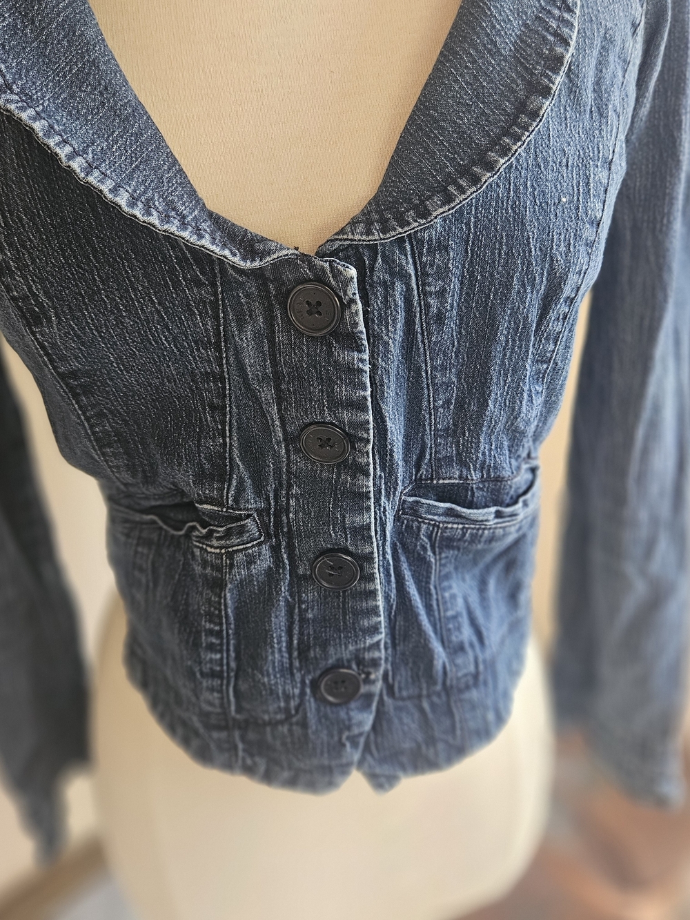 Indigo Blue Fitted Denim Jacket - Picture 4 of 8